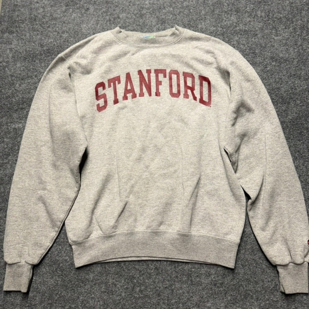 Champion Eco Fleece Stanford University Sweatshirt Gray Mens Small Pullover